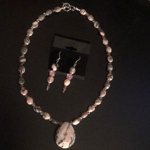Zebra Jasper Necklace and Earring Set